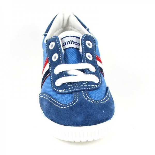 Zapatilla de Lona y Serraje con Cordones - azul