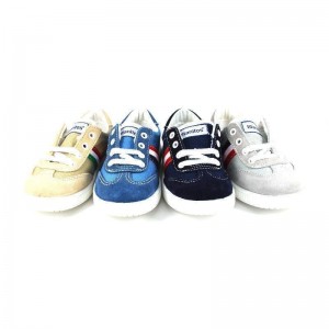 Zapatilla de Lona y Serraje con Cordones - azul