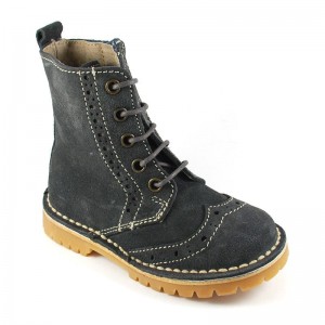 Bota Botín Serraje Cordones - Gris