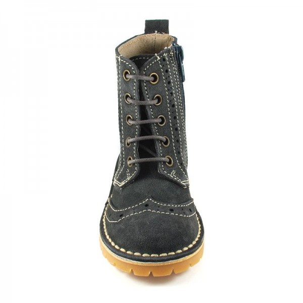 Bota Botín Serraje Cordones - Gris