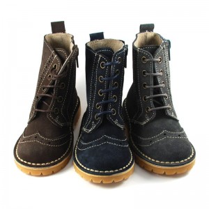 Bota Botín Serraje Cordones - Gris