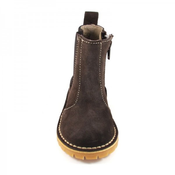 Bota Botín Serraje Elástico - Marrón