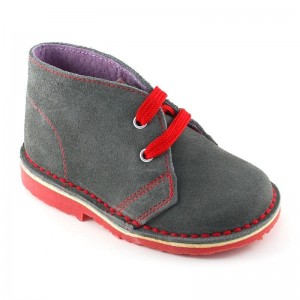 Bota Safari cordón plano combinado rojo / Pisacacas - Gris