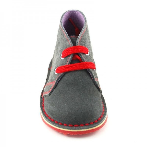 Bota Safari cordón plano combinado rojo / Pisacacas - Gris