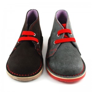 Bota Safari cordón plano combinado rojo / Pisacacas - Gris