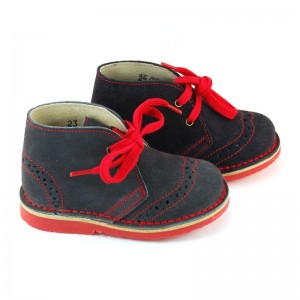 Bota Safari Cordón Pala Picada Combinado Rojo - Azul marino