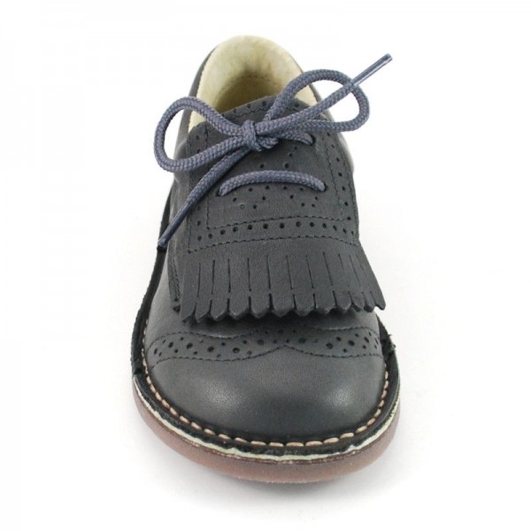 Zapato Blucher Flecos Piel Niños  - Gris