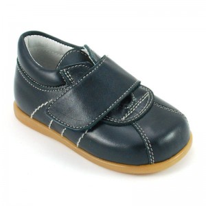 Zapato blucher tipo pelota velcro piel  - Azul marino