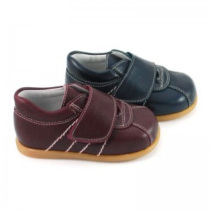 Zapato blucher tipo pelota velcro piel  - Azul marino