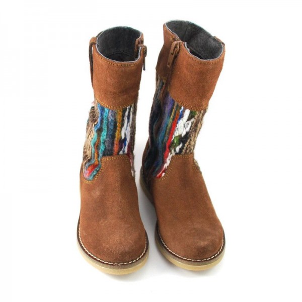 Bota etnica serraje niñas - Cuero