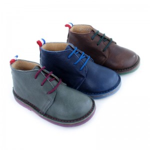 Bota Piel Combinda Niños  - Azul marino