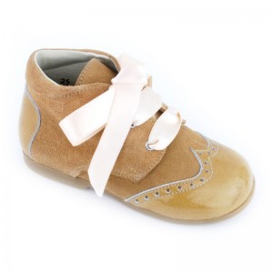 Bota serraje y charol niños - Camel